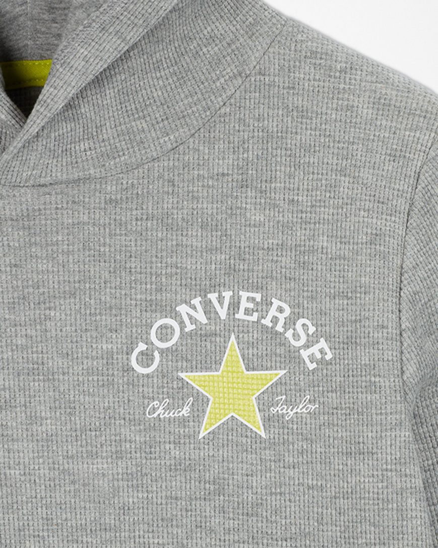 Moletom Com Capuz Converse Long Sleeve Waffle Menino Cinzentas | PT C07P409